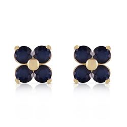 Genuine 1.15 ctw Sapphire Earrings Jewelry 14KT Yellow Gold - REF-21K9V