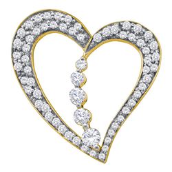 0.45 CTW Diamond Heart Journey Pendant 10KT Yellow Gold - REF-41X9Y