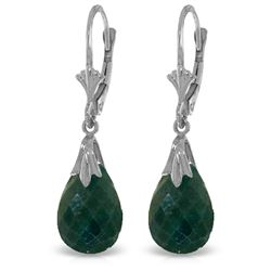 Genuine 8 ctw Created Green Sapphire Earrings Jewelry 14KT White Gold - REF-34T3A