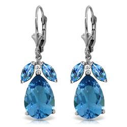 Genuine 13 ctw Blue Topaz Earrings Jewelry 14KT White Gold - REF-61A2K