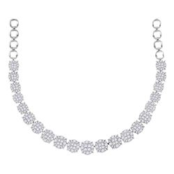 9.97 CTW Princess Diamond Soleil Cluster Luxury Necklace 14KT White Gold - REF-1049W8K