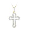 Image 1 : 0.14 CTW Diamond Cross Pendant 10KT Yellow Gold - REF-10F5N