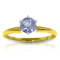 Genuine 0.65 ctw Tanzanite Ring Jewelry 14KT Yellow Gold - REF-32X2M