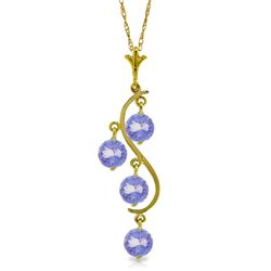 Genuine 2 ctw Tanzanite Necklace Jewelry 14KT Yellow Gold - REF-40F5Z