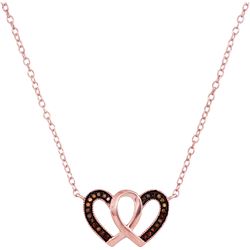 0.09 CTW Red Color Diamond Heart Love Necklace 10KT Rose Gold - REF-14M9H