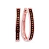 Image 1 : 0.11 CTW Red Color Diamond Single Row Hoop Earrings 10KT Rose Gold - REF-19H4M