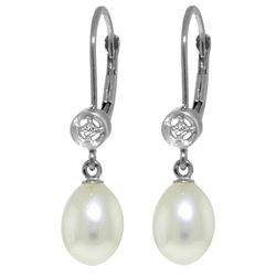 Genuine 8.03 ctw Pearl & Diamond Earrings Jewelry 14KT White Gold - REF-25T9A