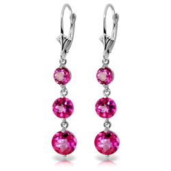 Genuine 7.2 ctw Pink Topaz Earrings Jewelry 14KT White Gold - REF-44T7A