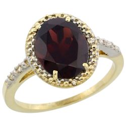 Natural 2.42 ctw Garnet & Diamond Engagement Ring 14K Yellow Gold - REF-37K6R