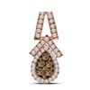 Image 1 : 0.92 CTW Cognac-brown Color Diamond Teardrop Cluster Pendant 10KT Rose Gold - REF-75M2H