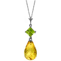 Genuine 5.5 ctw Citrine & Peridot Necklace Jewelry 14KT White Gold - REF-22K2V