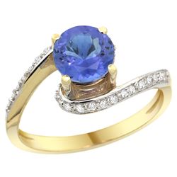 Natural 1.08 ctw tanzanite & Diamond Engagement Ring 10K Yellow Gold - REF-50H3W