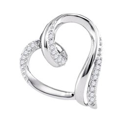 0.10 CTW Diamond Heart Outline Pendant 10KT White Gold - REF-13X4Y