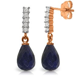 Genuine 6.75 ctw Sapphire & Diamond Earrings Jewelry 14KT Rose Gold - REF-39N4R