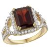 Image 1 : Natural 3.08 ctw garnet & Diamond Engagement Ring 14K Yellow Gold - REF-109M6H