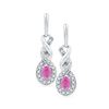 Image 1 : 0.60 CTWOval Created Pink Sapphire Dangle Earrings 10KT White Gold - REF-22Y4X
