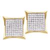 Image 1 : 0.05 CTW Diamond Square Kite Cluster Stud Earrings 10KT Yellow Gold - REF-4Y5X