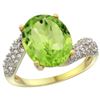 Image 1 : Natural 5.08 ctw peridot & Diamond Engagement Ring 14K Yellow Gold - REF-60F3N