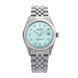 Rolex Pre-owned 36mm Mens Ice Blue Dial Stainless Steel - REF-460M4R