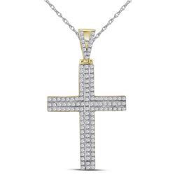 0.35 CTW Mens Diamond Cross Charm Pendant 10KT Yellow Gold - REF-37N5F