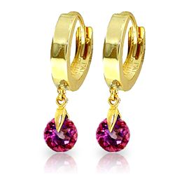 Genuine 2 ctw Pink Topaz Earrings Jewelry 14KT Yellow Gold - REF-26A2K