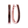 Image 1 : 0.10 CTW Red Color Diamond Oblong Hoop Earrings 10KT Rose Gold - REF-14W9K