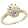 Image 1 : Natural 0.47 ctw Opal & Diamond Engagement Ring 10K Yellow Gold - REF-38A8V