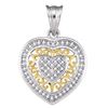 Image 1 : 0.15 CTW Diamond Openwork Heart Pendant 10KT Two-tone Gold - REF-19K4W