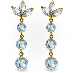 Genuine 8.7 ctw Aquamarine Earrings Jewelry 14KT Yellow Gold - REF-78P7H