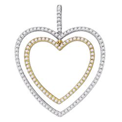 0.50 CTWDiamond 2-tone Double Heart Pendant 10KT White Gold - REF-31X4Y