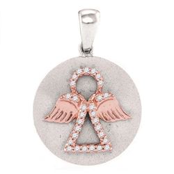 0.12 CTW Diamond Angel Medallion Pendant 10KT Two-tone Gold - REF-6M6H