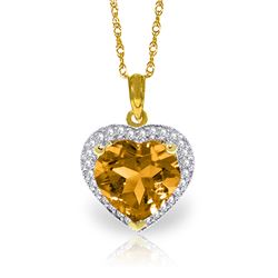 Genuine 3.24 ctw Citrine & Diamond Necklace Jewelry 14KT Yellow Gold - REF-59H3X