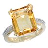 Image 1 : Natural 5.48 ctw Citrine & Diamond Engagement Ring 10K Yellow Gold - REF-39Y6X