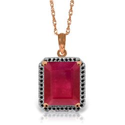 Genuine 7.45 ctw Ruby & Black Diamond Necklace Jewelry 14KT Rose Gold - REF-105W5Y