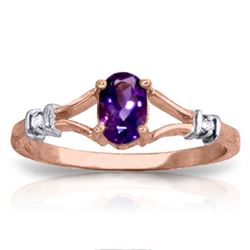 Genuine 0.46 ctw Amethyst & Diamond Ring Jewelry 14KT Rose Gold - REF-27V2W