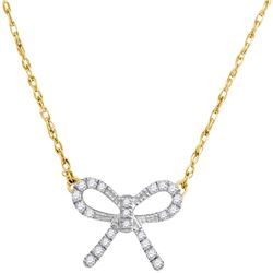 0.11 CTW Diamond Knot Bow Pendant 10KT Yellow Gold - REF-9F7N