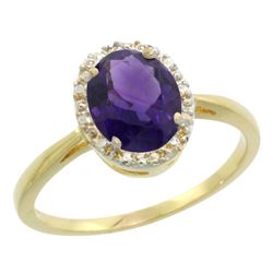 Natural 1.22 ctw Amethyst & Diamond Engagement Ring 10K Yellow Gold - REF-20N3G