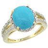 Image 1 : Natural 3.47 ctw Turquoise & Diamond Engagement Ring 10K Yellow Gold - REF-44H2W