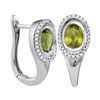 Image 1 : 1.99 CTW Oval Natural Peridot Diamond Hoop Earrings 14KT White Gold - REF-87W2K