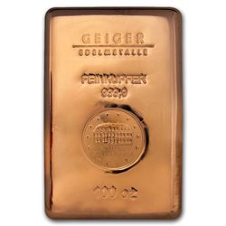 Genuine 100 oz 0.9999 Fine Copper Bar - Geiger Edelmetalle