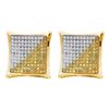 Image 1 : 0.23 CTW Mens Yellow Color Diamond Square Cluster Earrings 10KT Yellow Gold - REF-13W4K