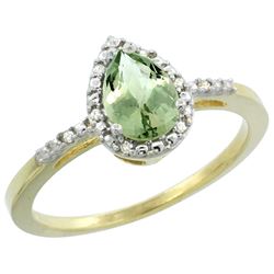 Natural 1.53 ctw green-amethyst & Diamond Engagement Ring 14K Yellow Gold - REF-25A5V