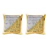 Image 1 : 0.15 CTW Mens Color Diamond Square Kite Cluster Earrings 10KT Yellow Gold - REF-11M2H