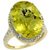 Image 1 : Natural 13.6 ctw Lemon-quartz & Diamond Engagement Ring 14K Yellow Gold - REF-68R4Z