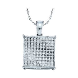 0.30 CTW Pave-set Diamond Square Cluster Pendant 10KT White Gold - REF-24H2M