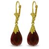 Image 1 : Genuine 8 ctw Ruby Earrings Jewelry 14KT Yellow Gold - REF-34P3H