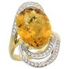 Image 1 : Natural 11.2 ctw quartz & Diamond Engagement Ring 14K Yellow Gold - REF-89A9V