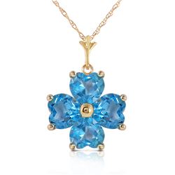 Genuine 3.8 ctw Blue Topaz Necklace Jewelry 14KT Yellow Gold - REF-42F2Z