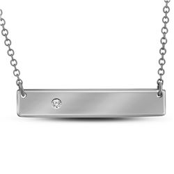 0.02 CTW Diamond Rectangle Bar Necklace 10KT White Gold - REF-19Y4X