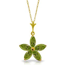 Genuine 1.40 ctw Peridot Necklace Jewelry 14KT Yellow Gold - REF-25X8M